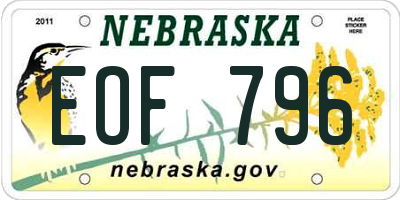 NE license plate EOF796