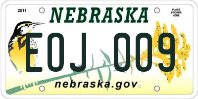 NE license plate EOJ009