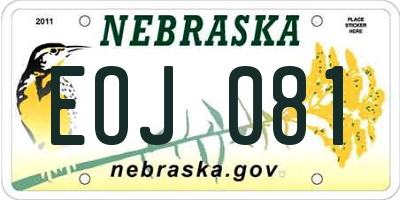 NE license plate EOJ081