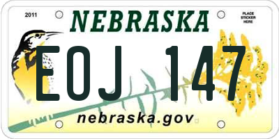 NE license plate EOJ147