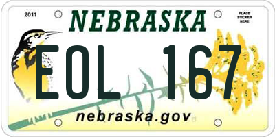 NE license plate EOL167