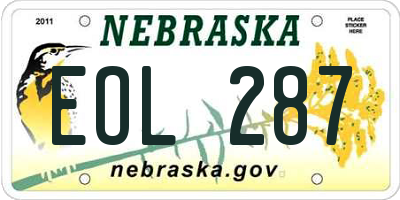 NE license plate EOL287