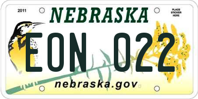 NE license plate EON022