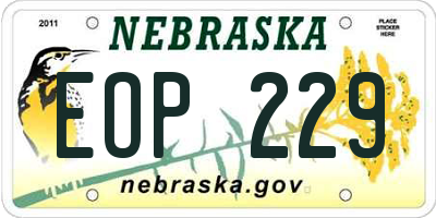 NE license plate EOP229