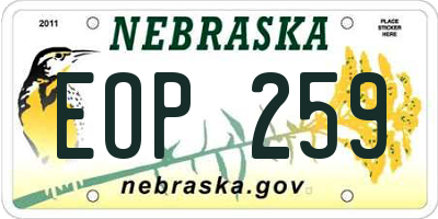 NE license plate EOP259