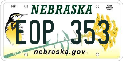 NE license plate EOP353