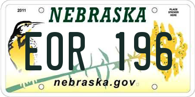 NE license plate EOR196