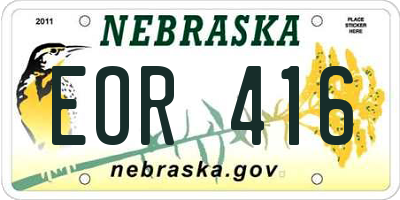 NE license plate EOR416