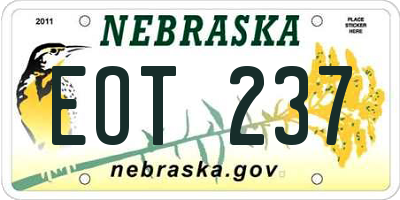 NE license plate EOT237