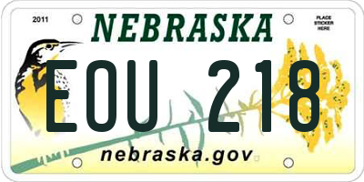 NE license plate EOU218