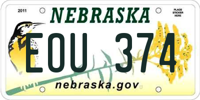 NE license plate EOU374