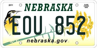 NE license plate EOU852