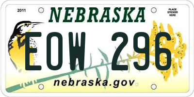 NE license plate EOW296