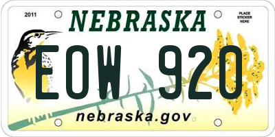 NE license plate EOW920