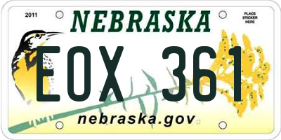 NE license plate EOX361