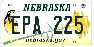 NE license plate EPA225