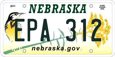 NE license plate EPA312