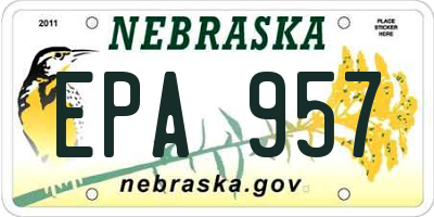 NE license plate EPA957