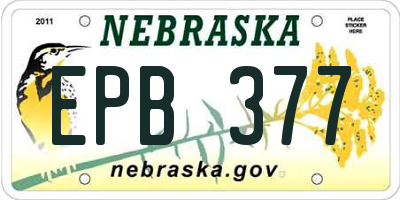 NE license plate EPB377
