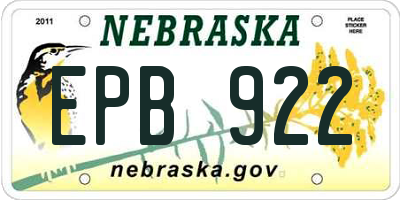 NE license plate EPB922