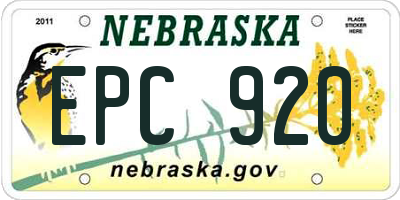 NE license plate EPC920