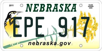 NE license plate EPE917