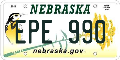 NE license plate EPE990