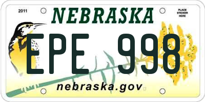 NE license plate EPE998