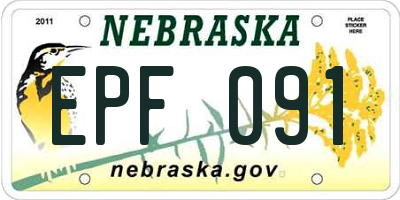 NE license plate EPF091
