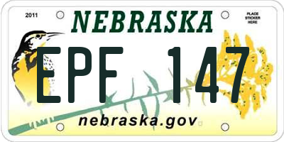 NE license plate EPF147