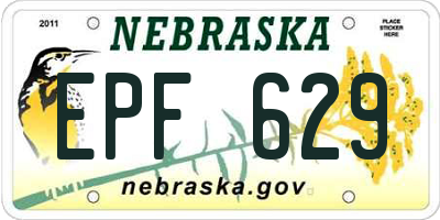 NE license plate EPF629