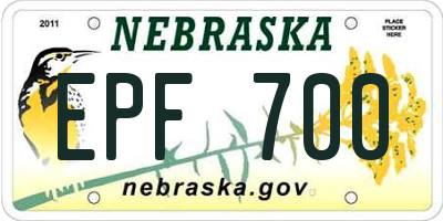 NE license plate EPF700