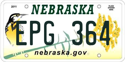NE license plate EPG364