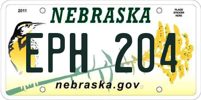NE license plate EPH204