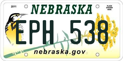 NE license plate EPH538