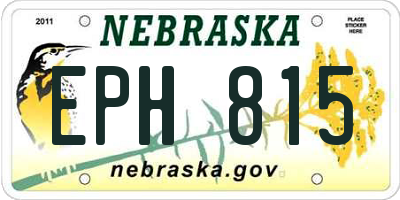 NE license plate EPH815