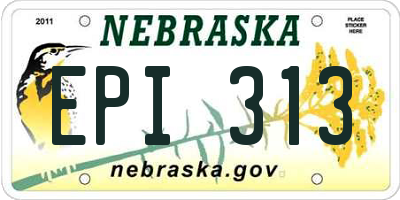 NE license plate EPI313