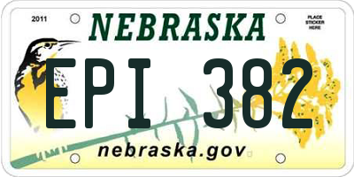 NE license plate EPI382