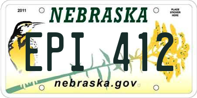 NE license plate EPI412