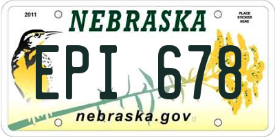 NE license plate EPI678