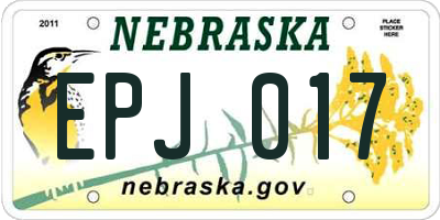 NE license plate EPJ017