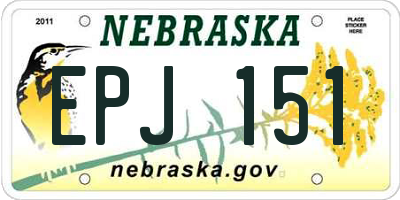 NE license plate EPJ151