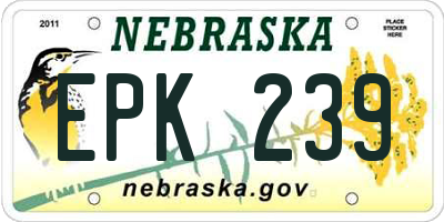NE license plate EPK239