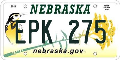 NE license plate EPK275