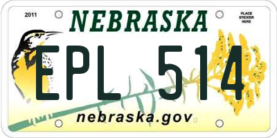 NE license plate EPL514