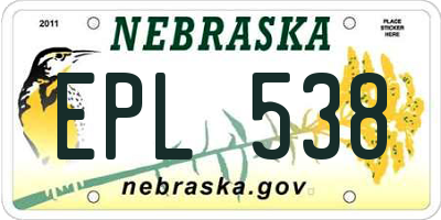 NE license plate EPL538