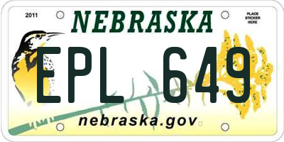 NE license plate EPL649