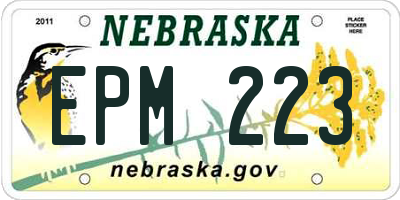 NE license plate EPM223