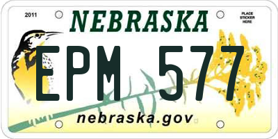 NE license plate EPM577