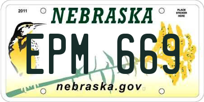 NE license plate EPM669